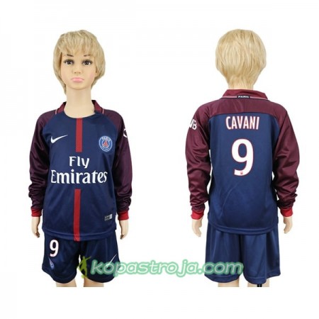 Billiga Fotbollströjor Paris SG Cavani 9 Barn Hemma tröja 2017/18 Långärmad